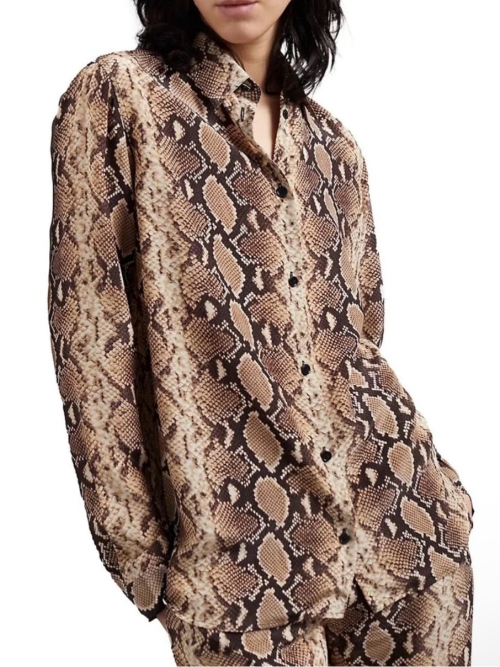 THE KOOPLES French Luxury 100% Silk Python Print Button Front Blouse NWT Size M - Picture 5 of 16
